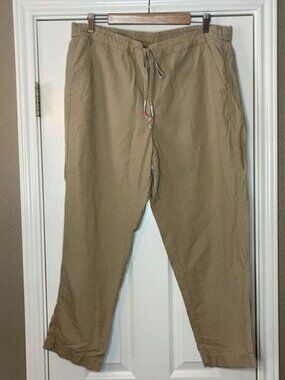 J. Crew XL Linen Blend Khaki Ankle Pants | Excellent Condition
